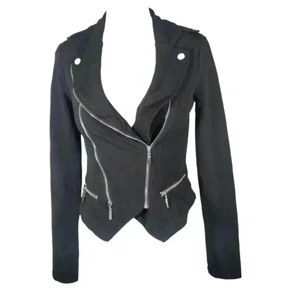 Alt. B Black Knit Moto Biker Motorcycle Jacket Size Small Grunge - Picture 2 of 14